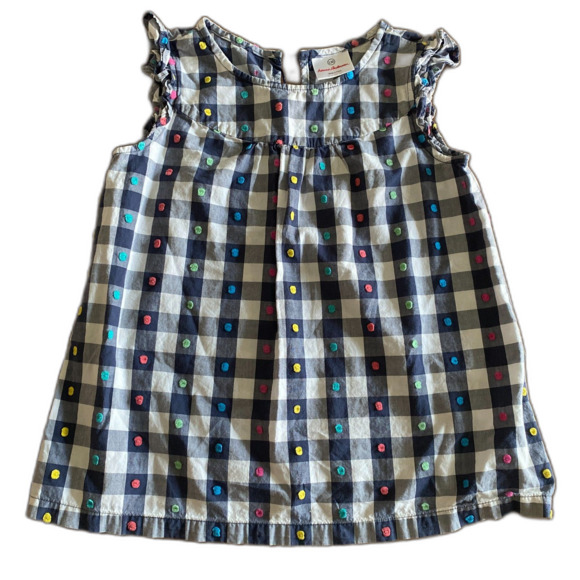 Hanna Andersson Gingham Swiss Dot Top Girls' 8 - Picture 1 of 9